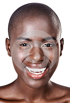 The face of beauty. Closeup studio portrait of a beautiful young african woman isolated on white.