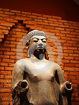 The face of a buddha.Head shot of buddha statue, Bangkok, Thailand. 8th May.2022