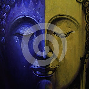 Face of buddha illustration painting meditation