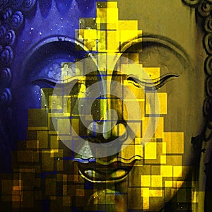 Face of Buddha illustration painting meditation