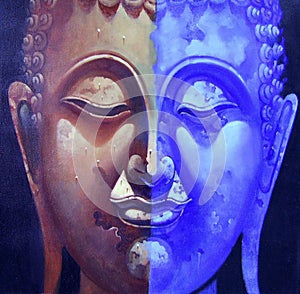 Face of Buddha illustration painting meditation