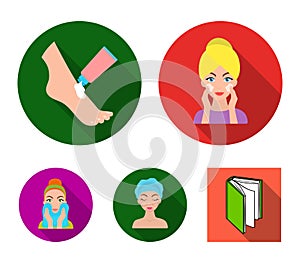Face care, plastic surgery, face wiping, moisturizing the feet. Skin Care set collection icons in flat style vector