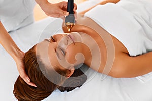 Face care. Ultrasound cavitation face treatment in medical spa c