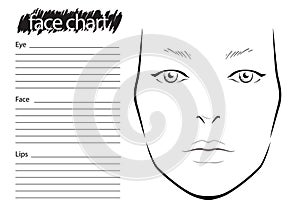 Face chart Makeup Artist Blank.