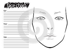 Face chart Makeup Artist Blank. photo