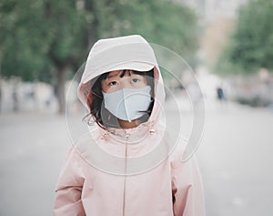 Face  Children Wearing a  cloth mask with Family to prevent germs, toxic fumes, and dust. Prevention of bacterial infection