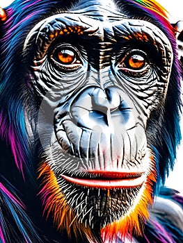 Up close face of a Primate - AI generated photo