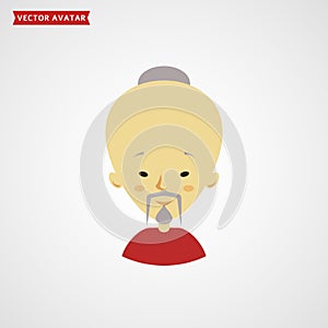 Face of chinese old man. Vector avatar.