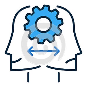 Face with Cog Wheel Sociology concept vector blue icon or sign