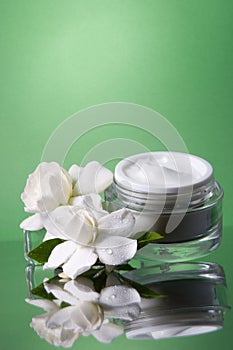 Face cream and gardenias