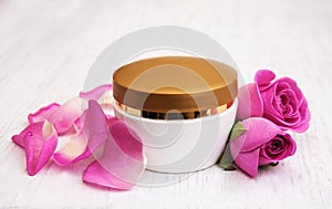 Face cream with pink roses