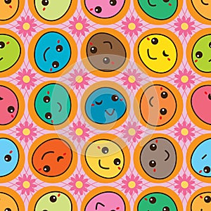 Face cute look rotate seamless pattern