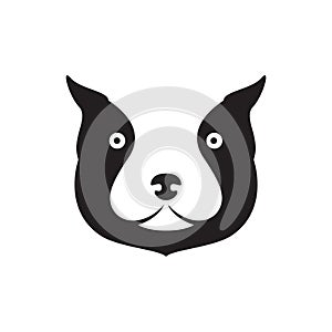 Face dog black cute cartoon logo design, vector graphic symbol icon illustration creative idea