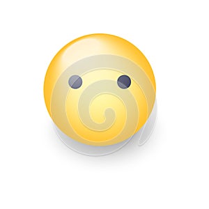 Face emoji without mouth. Cartoon vector silent emoticon. Smiley cute icon