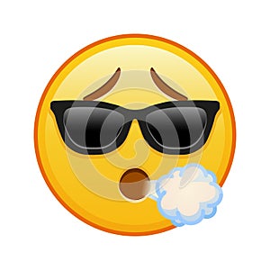 Face Exhaling with sunglasses Large size of yellow emoji smile