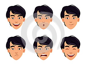 Face expressions of Asian man