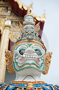 Face of Giant stand around pagoda of thailand