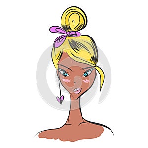 Face glamorous girl cartoon