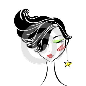 Face glamorous girl cartoon