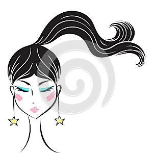 Face glamorous girl cartoon