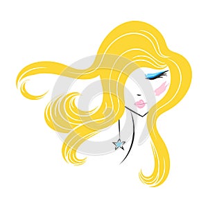 Face glamorous girl cartoon