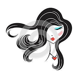 Face glamorous girl cartoon