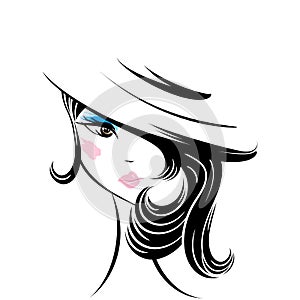 Face glamorous girl cartoon