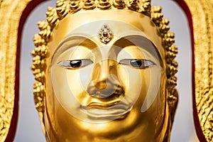 Face of a golden Buddha statue