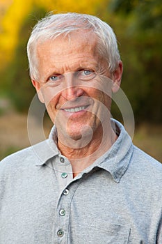 Face of grey-haired old man