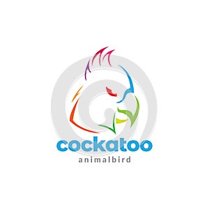 Face head colorful cockatoo logo design vector graphic symbol icon sign illustration creative idea