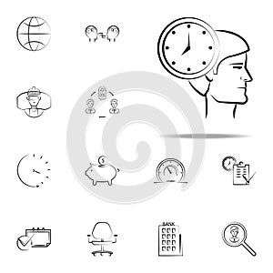 face, head, time hand drawn icon. business icons universal set for web and mobile