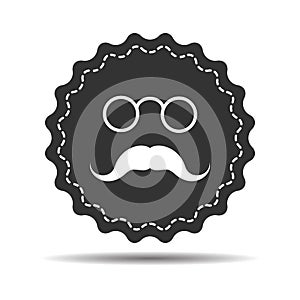 Face icon with pincenez and mustaches