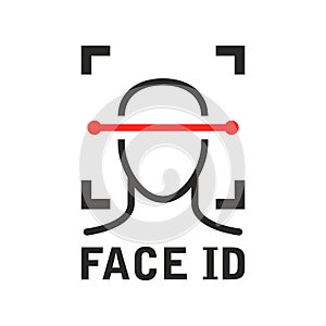 Face id icon - recognition identification scan system, face scanning