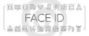 Face Id Technology Collection Icons Set Vector .