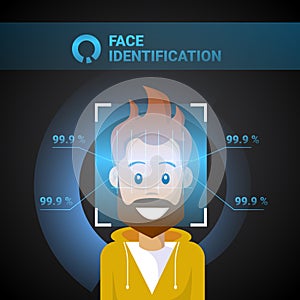 Face Identification Male Scanning Modern Access Control Technology Biometrical Recognition System Concept