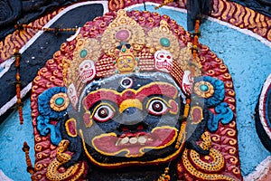 The face of kaal Bhairab which is located in basantapur kathmandu