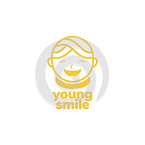 Face kid laugh logo design vector