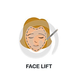 Face Lift flat icon. Colored sign from plastic surgery collection. Creative Face Lift icon illustration for web design