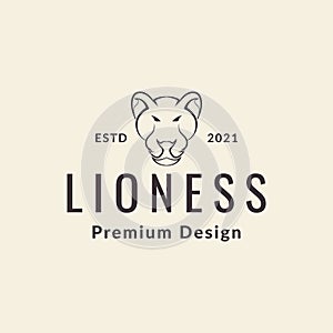 Face line lioness hipster logo symbol icon vector graphic design illustration idea creative