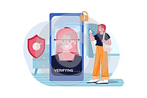 Face Lock Security Illustration concept.