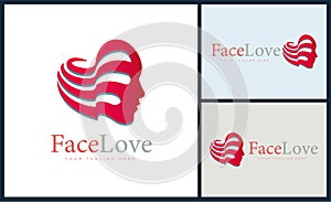 face love flag neutral face logo template design for brand or company and other
