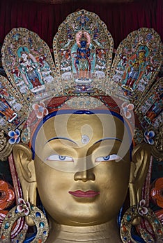 Face of maitreya buddha in thiksey monastery photo