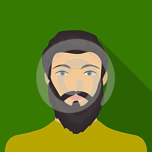 The face of a man with a beard and mustache. Face and appearance single icon in flat style vector symbol stock