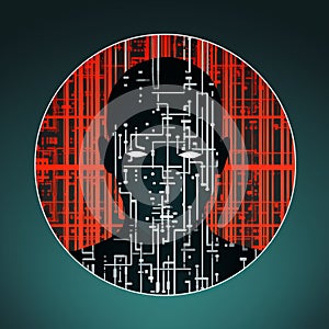 the face of a man is shown on a circuit board