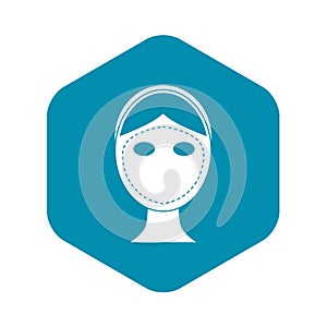 Face marked out for cosmetic surgery icon