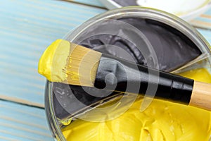 Face mask with a brush of two colors