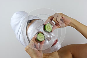  face mask and cucumber