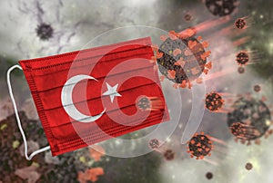 Face mask with flag of Turkey, defending coronavirus