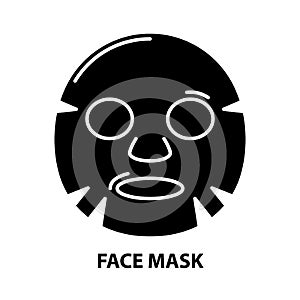 face mask icon, black vector sign with editable strokes, concept illustration