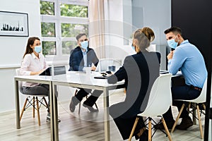 Face Mask Office Social Distancing Meeting photo